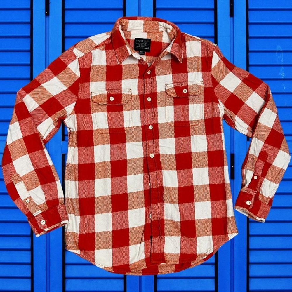 Thick American Eagle Outfitters Plaid Flannel Multicolor Long Sleeve Button Up M